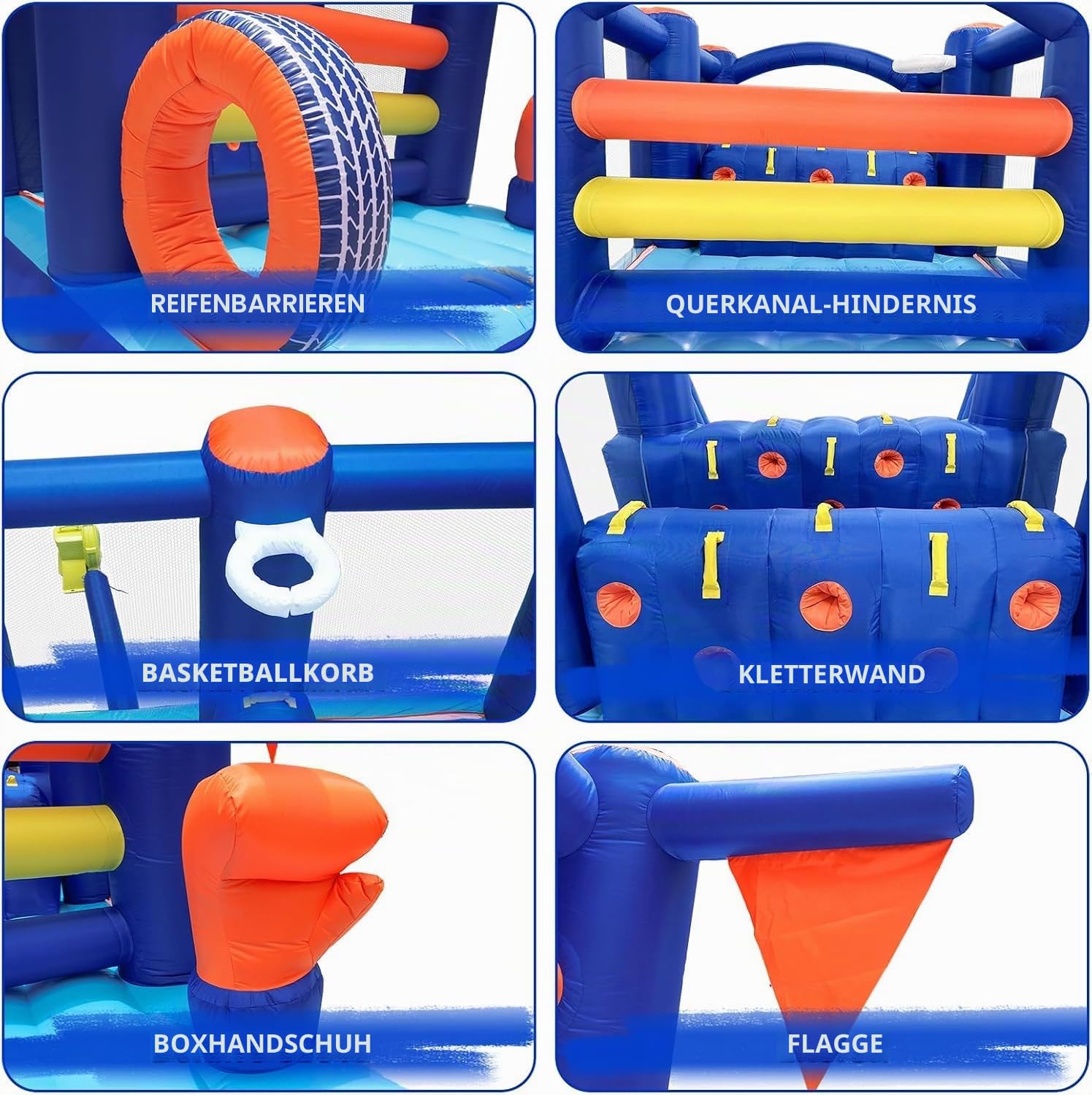 Hüpfhaus mit großer Rutsche für Kinder, 2 Kletterwände,Sprungbereich,BoxthemaGeeignet für 3 bis 8 Jahre,Indoor Outdoor,Kinder Geburtstag Geschenk (550 x 228 x 200 cm)
