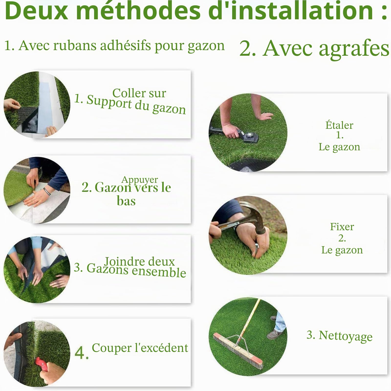 Gazon artificiel pour extérieur Tapis de pelouse en rouleau Gazon synthétique 100 x 1000 cm Tapis en plastique pour jardin, balcon, pelouse, tapis de gazon artificiel