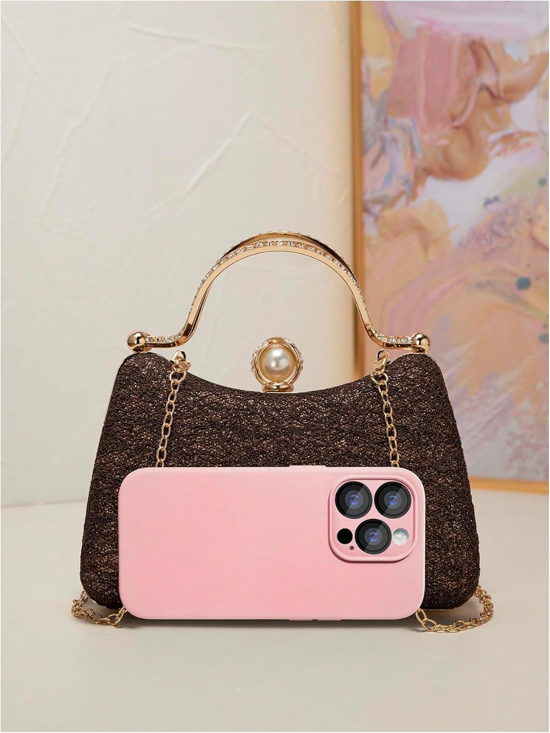 SweatyRocks Women's Glitter Evening Bag Shiny Chain Strap Clutch Purses Formal Bridal Wedding Cocktail Party Handbags - Image 5