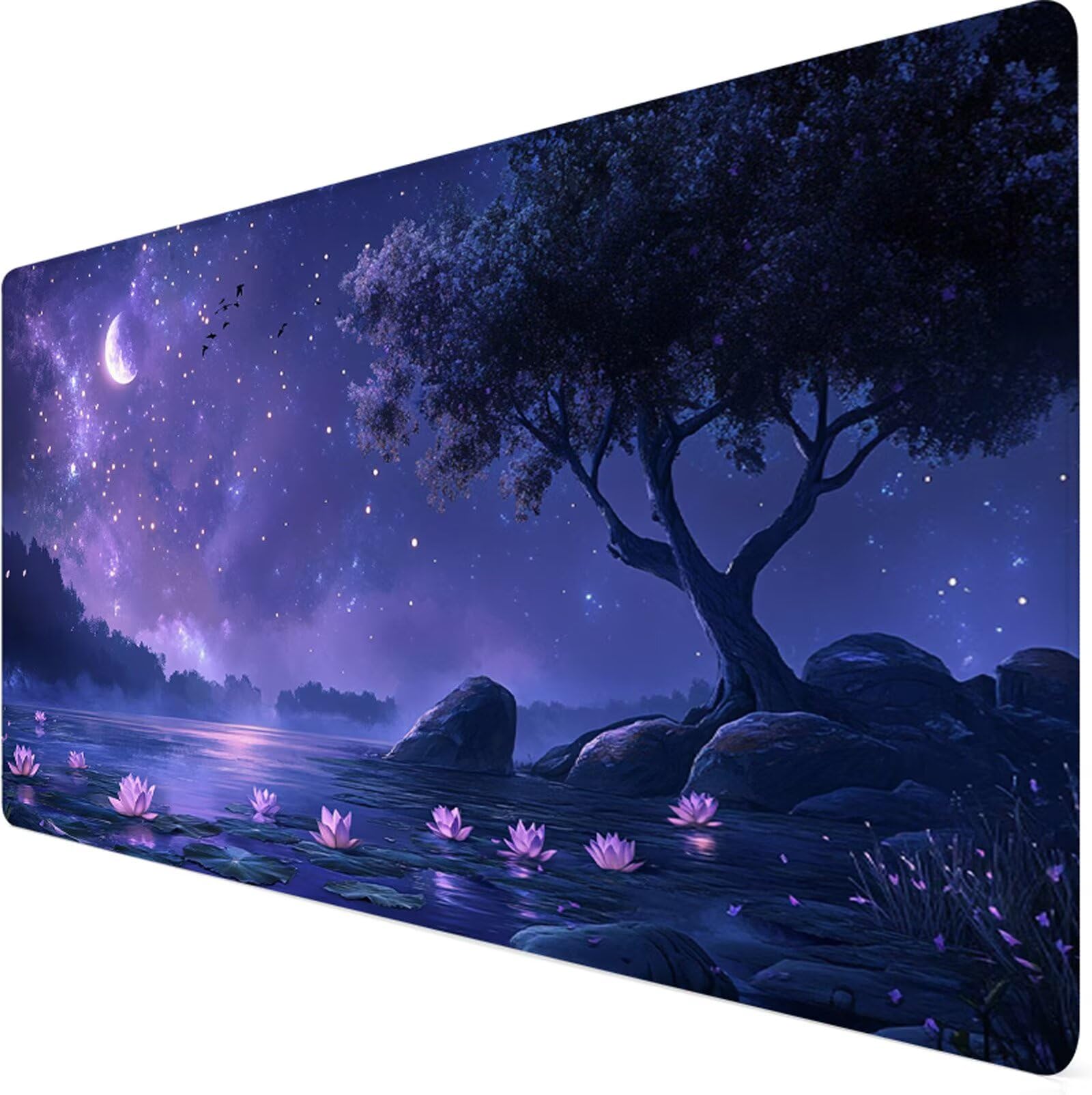 Podkładka pod mysz XXL 1000x500x3mm fioletowa podkładka pod mysz podkładka pod mysz drzewo poprawia precyzję i szybkość, antypoślizgowe wodoodporne, szyte krawędzie, akcesoria do gier, komputer