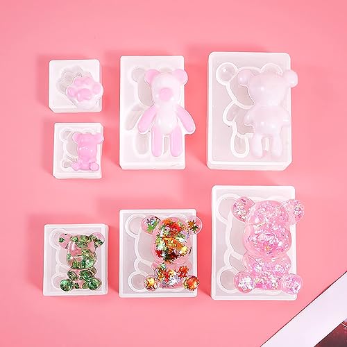 Miniatura 6 de Paquete de 7 moldes de silicona de resina epoxi 3D de pata de oso, moldes de silicona de animales para fundición de dulces, fondant, pasteles,
