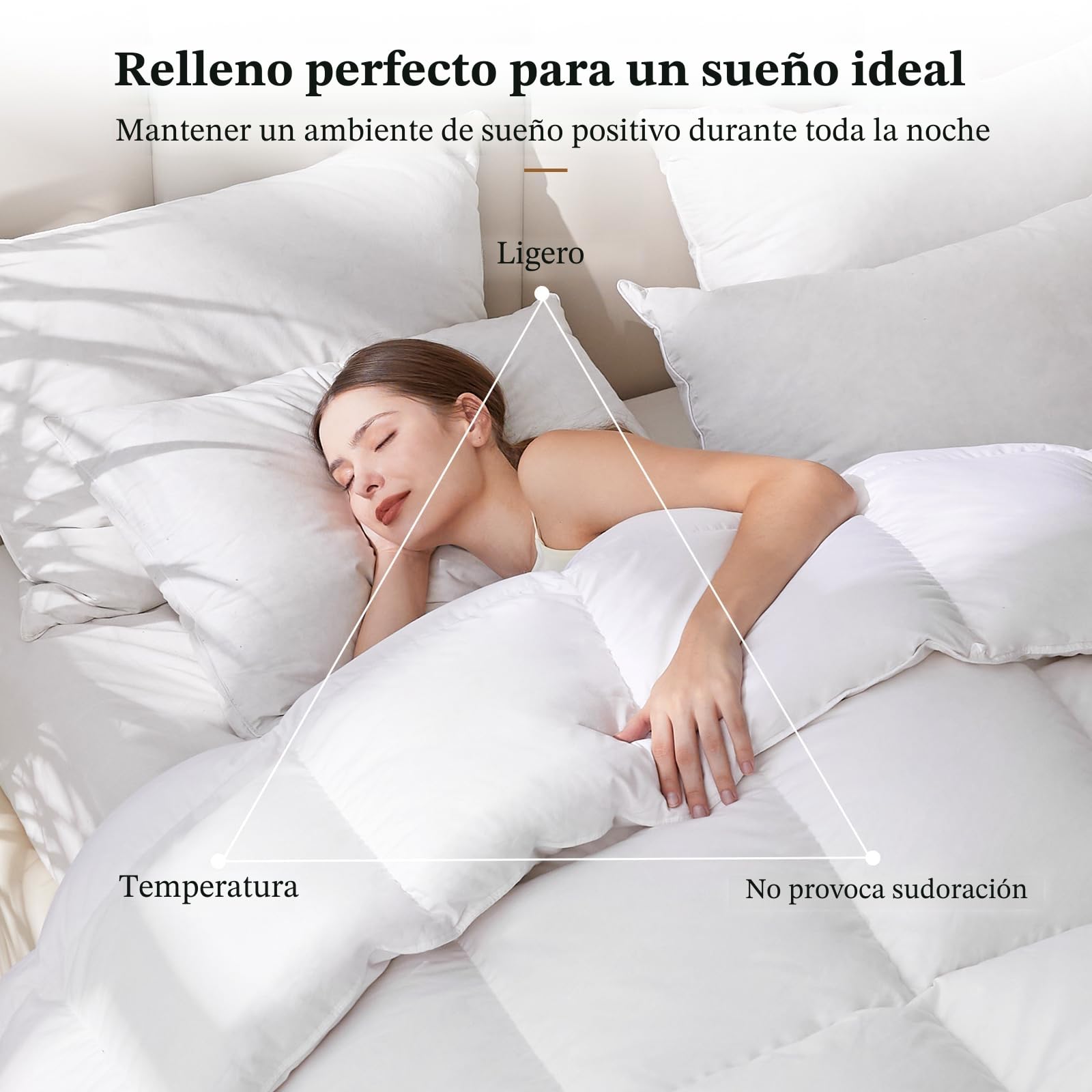 Homyrium Edredon Cama 135/150 de Plumón Nordico Relleno Nordico 400 gr/m² Cama 150 Edredón de Plumas 240x220cm para Todas Las Estaciones, Lavable, Transpirable,Certificado Oeko-Tex y RDS
