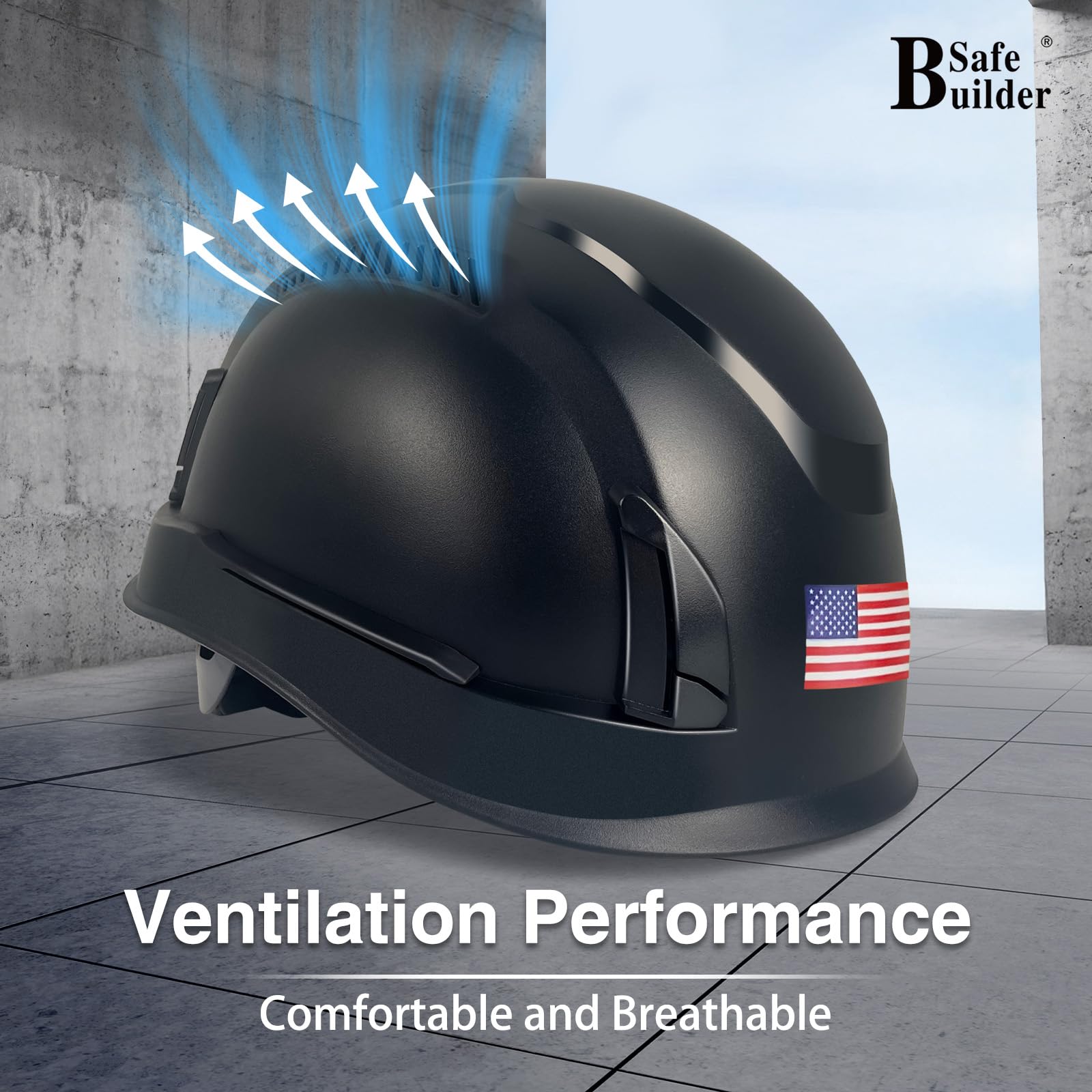 SAFEBUILDER Casques de protection ANSI et CSA de type II ventilés de type 2 classe C, LT pour protection contre les chocs supérieurs avant, arrière et latéraux, mentonnière avec boucle magnétique