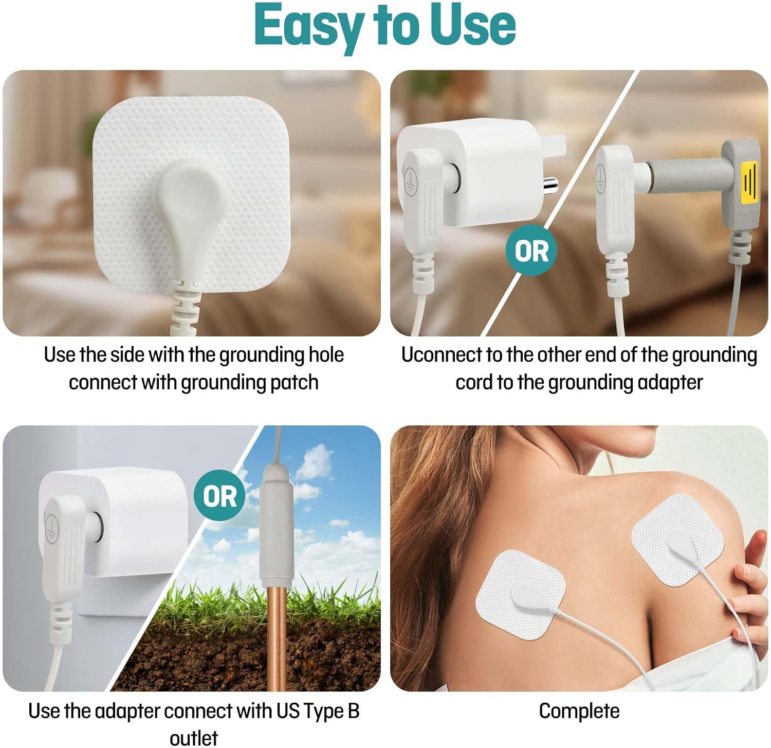 Grounding Patches 10 Pack with Copper Grounding Rod with Grounding Cord, Portable Ground Rod Kit，Earth Connected Grounding Therapy Grounding Products