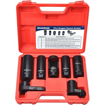 Zoomtools 7-Piece Lambda Sensor Key Set, 22 mm, 27 mm, 29 mm, Lambda Sensor, Nut Socket Wrench Tool, Lambda Sensor Tool