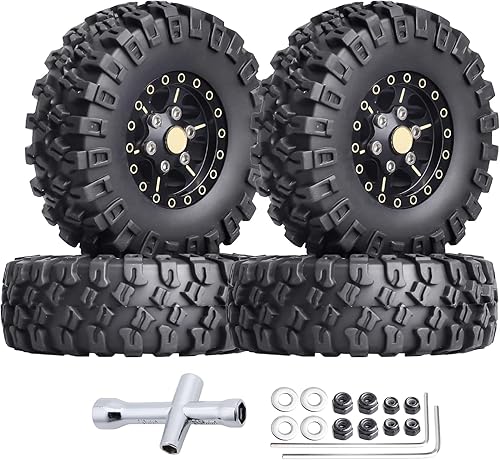 Hobbypark Ruedas y neumáticos Beadlock de latón 1.0 para Traxxas TRX4M Piezas de actualización Axial SCX24 124 RC Crawler Reemplazo (paquete de 4)