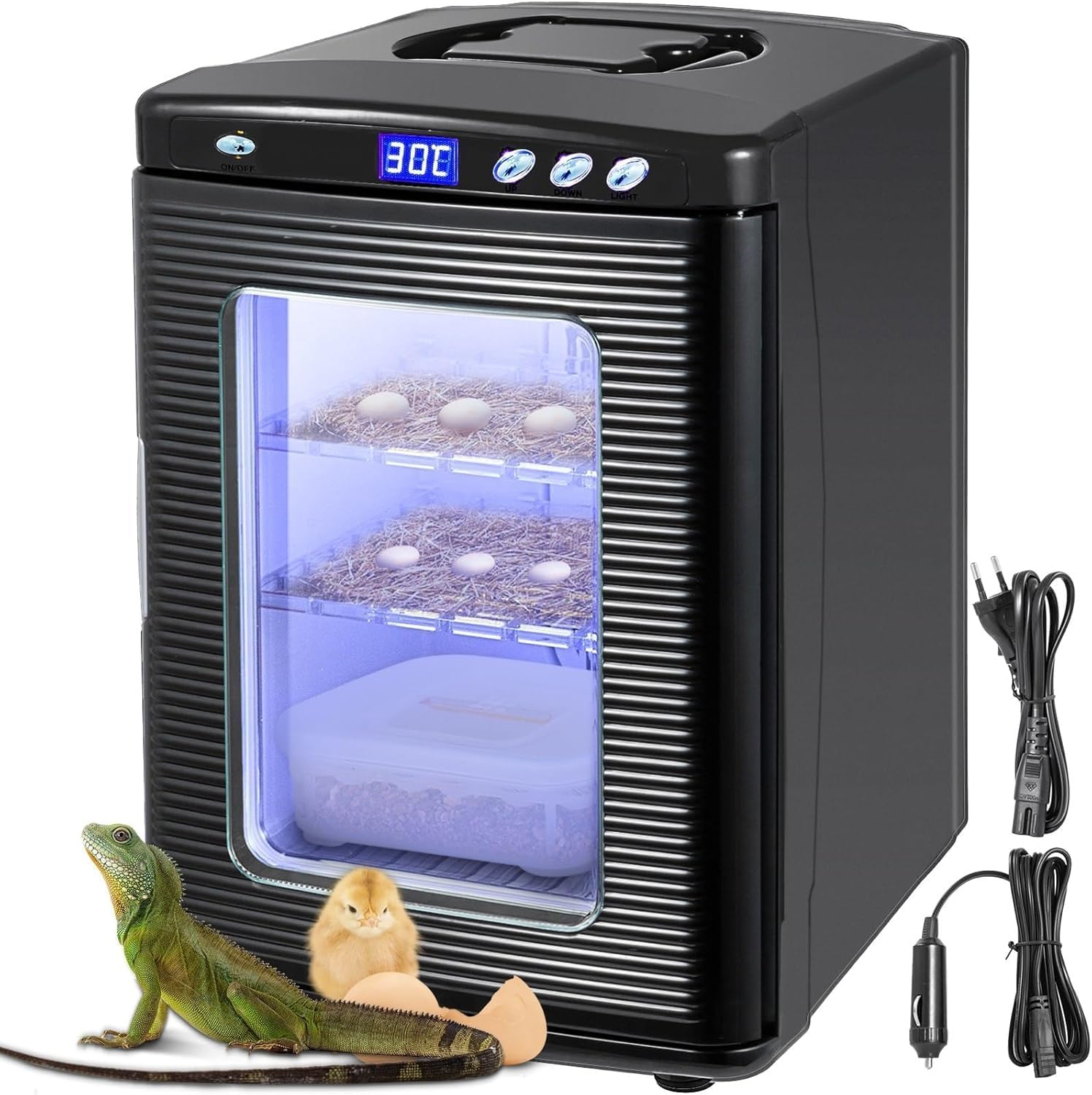 25L Reptile Egg Incubator with Digital Temperature Control Ideal for Snake Tortoise, and Lizard Breeding Herp Nursery Hatch with LED Display Auto-Turn and Dual Ventilation for Reliable Hatching