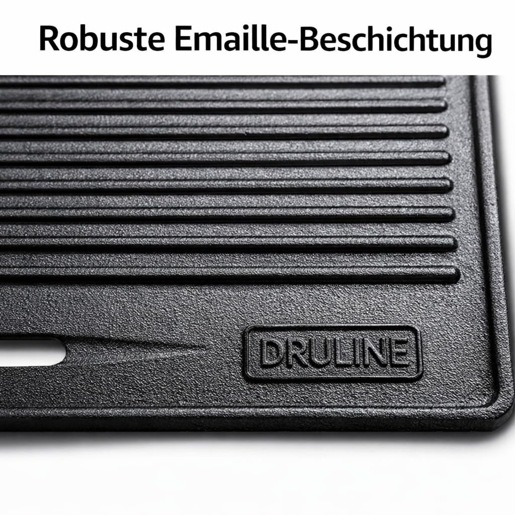 Plaque de Cuisson Grill 40 x 30 cm Réversible Double Face, Plancha BBQ Antiadhésive pour Barbecue, Gaz, Four – Noir