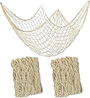 Wulitaotao 2 Pack 80x40 Inch Fish Net Decorations - Nautical Fishing Net Wall Hanging for Ocean Beach Party, Coastal Bedroom Bathroom Decor
