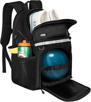 Goloni Bowling Backpack,Single Ball Bowling Bag with Shoe Compartment Up to Size 16,Bowling Bag with Padded Ball Holder