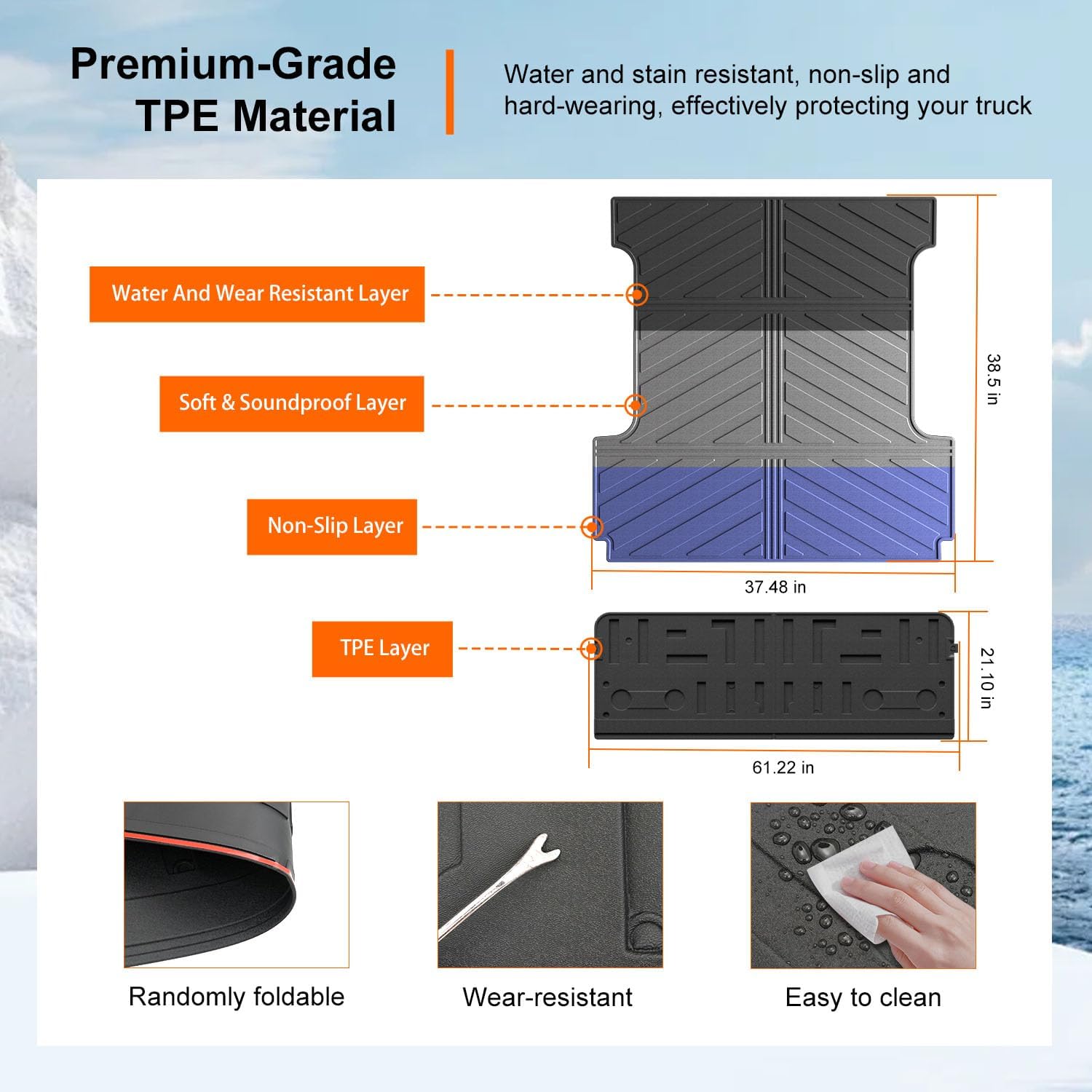 powoq 5.5FT Truck Mat Compatible with 2021 2022 2023 2024 2025 2026 Ford F150 Truck Bed Mat TPE Tailgate Liner Replacement for 2021-2026 Ford F-150 Accessories (5.5FT Bed Mat+Tailgate Mat)