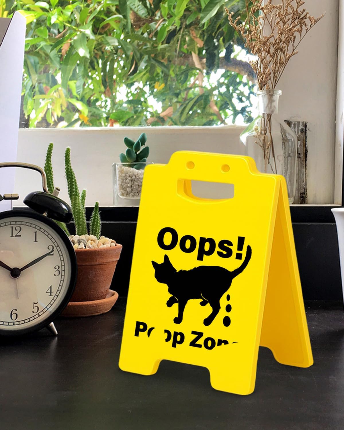 Funny Cat Toilet Decor Poop Zone Desk Sign Humor Gifts for Cat Dad Mom Lovers image 5