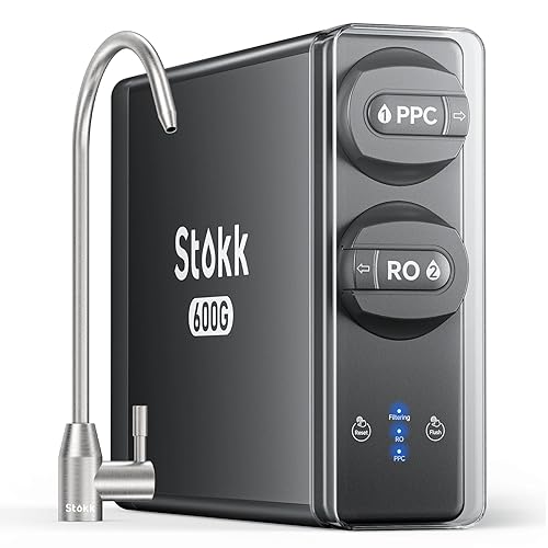 Stokk Sistema de ósmosis inversa, filtro de agua de ósmosis inversa sin tanque de 8 etapas, reduce PFAS TDS, sistema de ósmosis inversa debajo del
