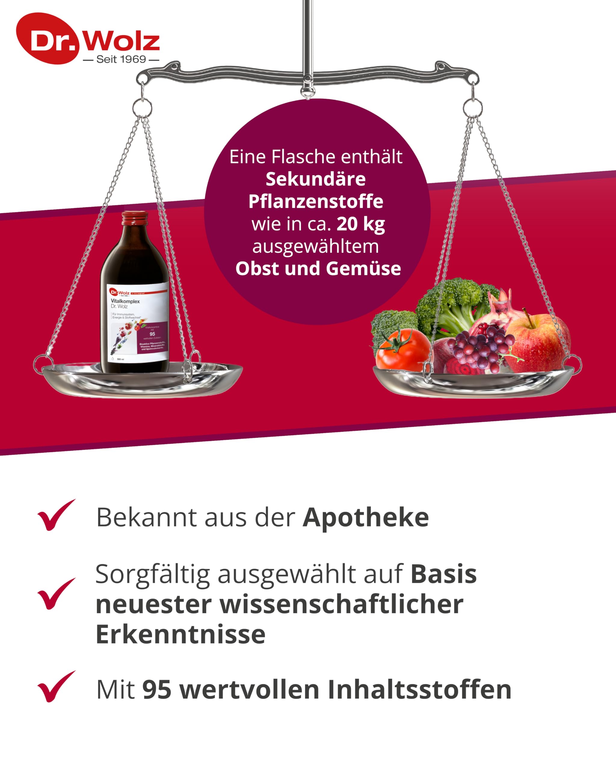 Dr. Wolz Vitalkomplex 500ml Kombipaket mit Obst- und Gemüsenetz - Mikronährstoff-Komplex mit 95 Zutaten - Vitamine, Mineralstoffe, Spurenelemente & Sekundäre Pflanzenstoffe – für Immunsystem- vegan