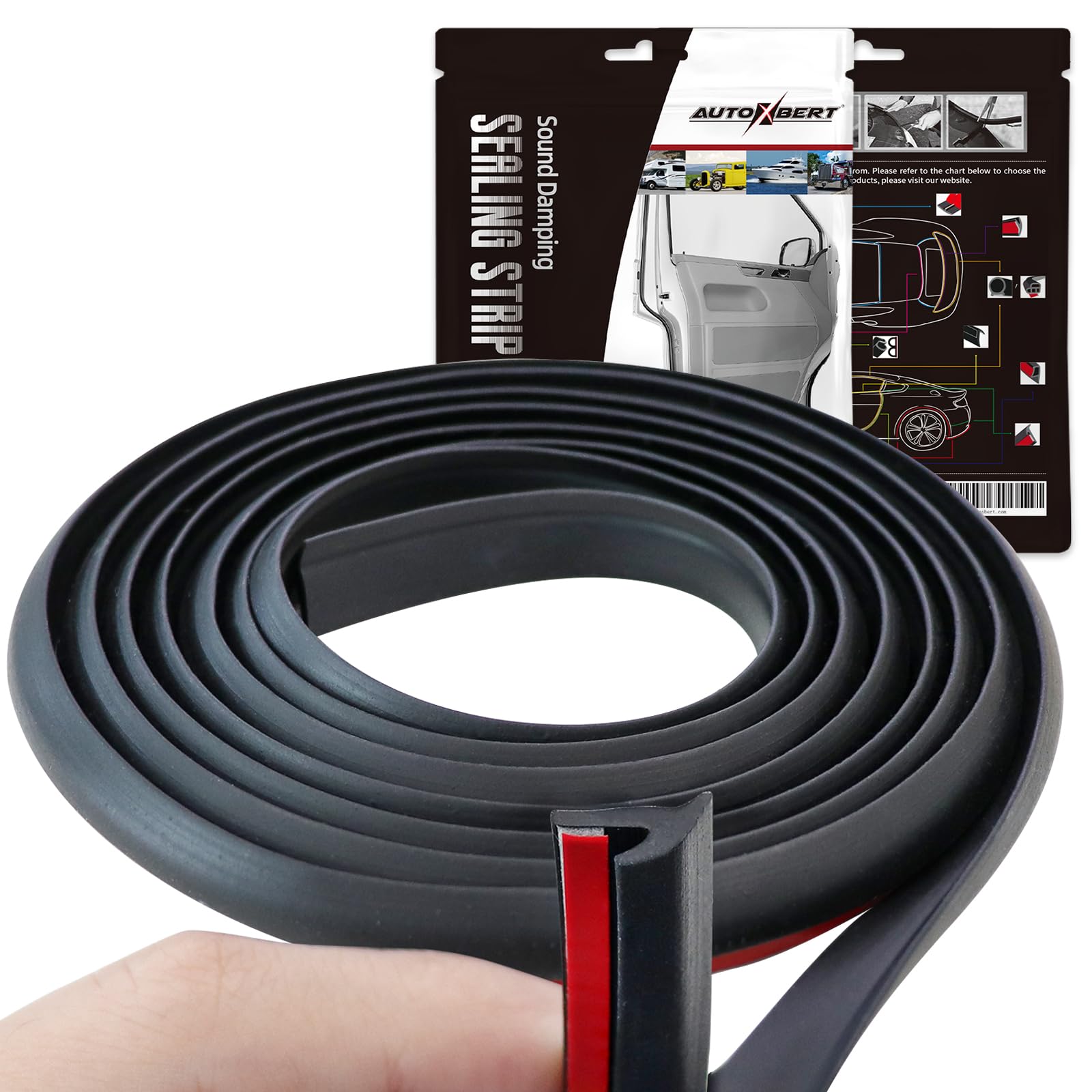 AUTOXBERT 4M/13Ft T-Shape Car Seal Strip Universal Rubber Weather Draft Seal Strip Car Windshield Edge Moulding Sealing Strip Soundproof Bumper Headlight Lip Gap for Fiat Jeep Nissan Honda