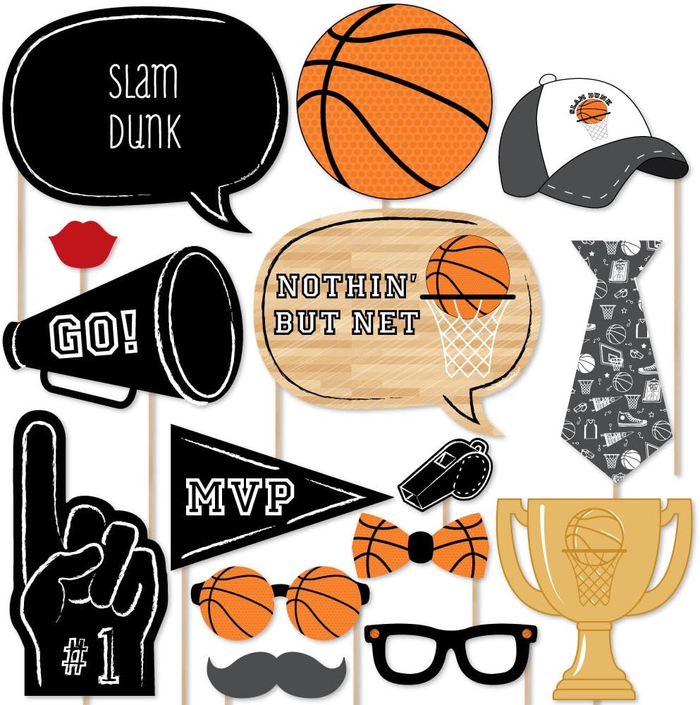 Big Dot of Happiness Nothin' but Net - Basketball Photo Booth Props Kit - 20 Count : Home & Kitchen