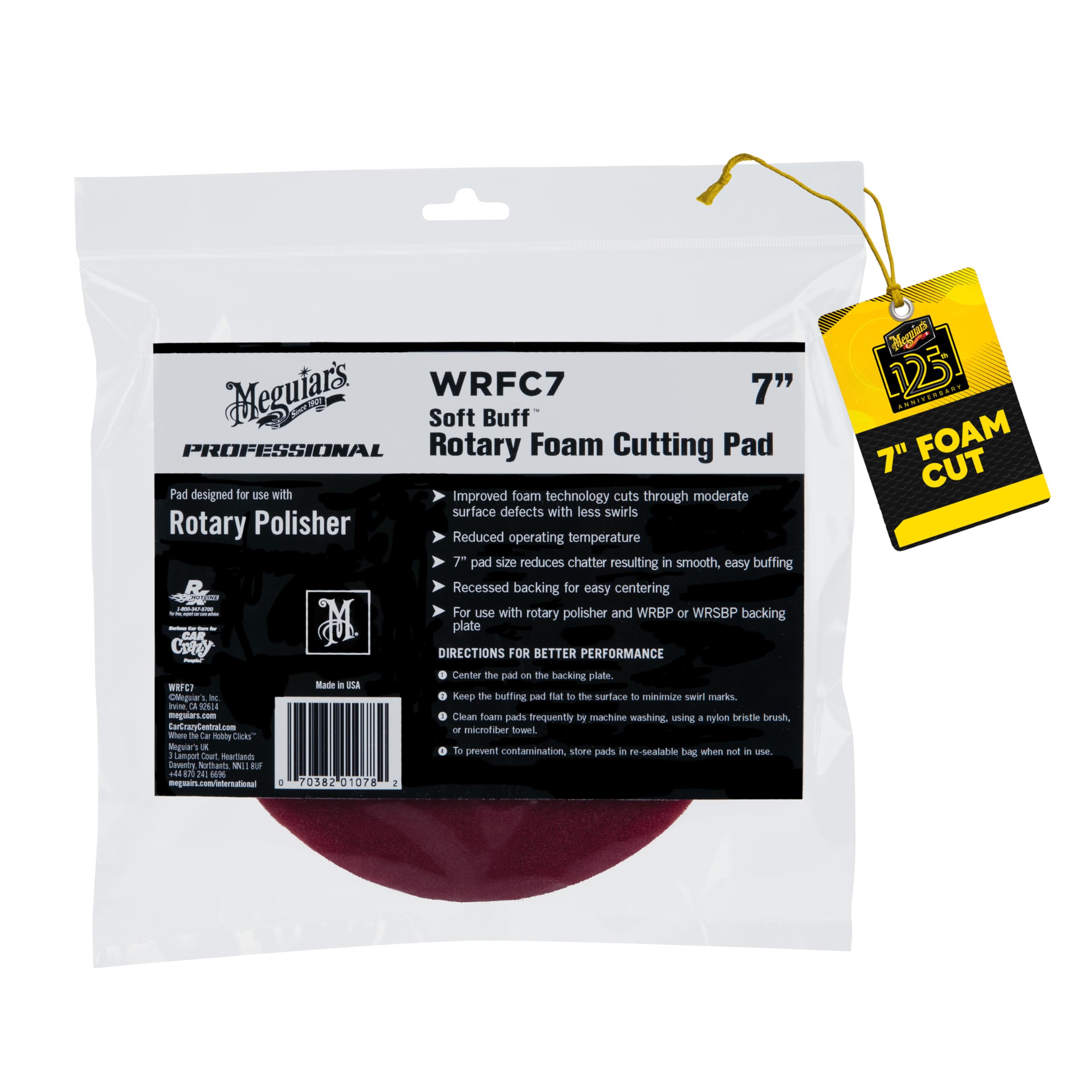 Meguiar's Professional Soft Buff Rotary Foam Cutting Pad 7" WRFC7