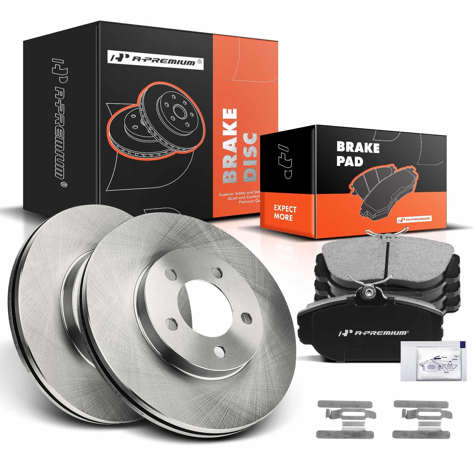 A-Premium 10.87 in (276 mm) Front Vented Disc Brake Rotors + Ceramic Pads Kit Compatible with Select Ford, Lincoln & Mercury Models - Taurus & Sable 94-20, Windstar 95-98, Continental 93-94, 6-PC Set