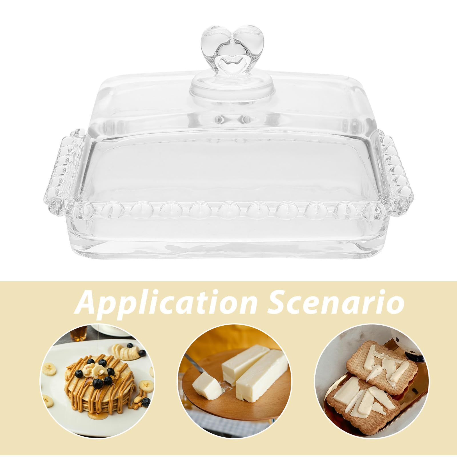 Plateau à Beurre avec Couvercle en Verre, Plateau de Desserts Élégant