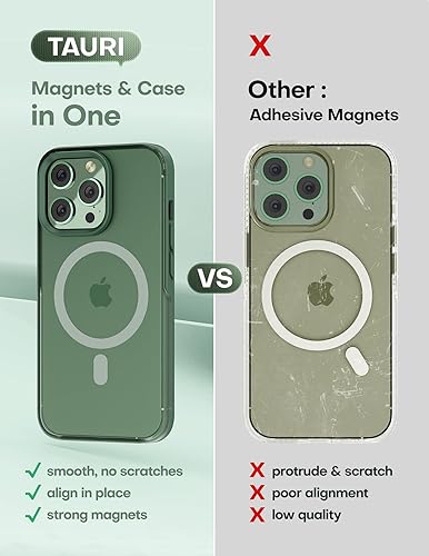Miniatura 5 de TAURI - 5 en 1. Funda magnética para iPhone 13 Pro Max, protección contra caídas de grado militar con 2 protectores de pantalla templados y 2