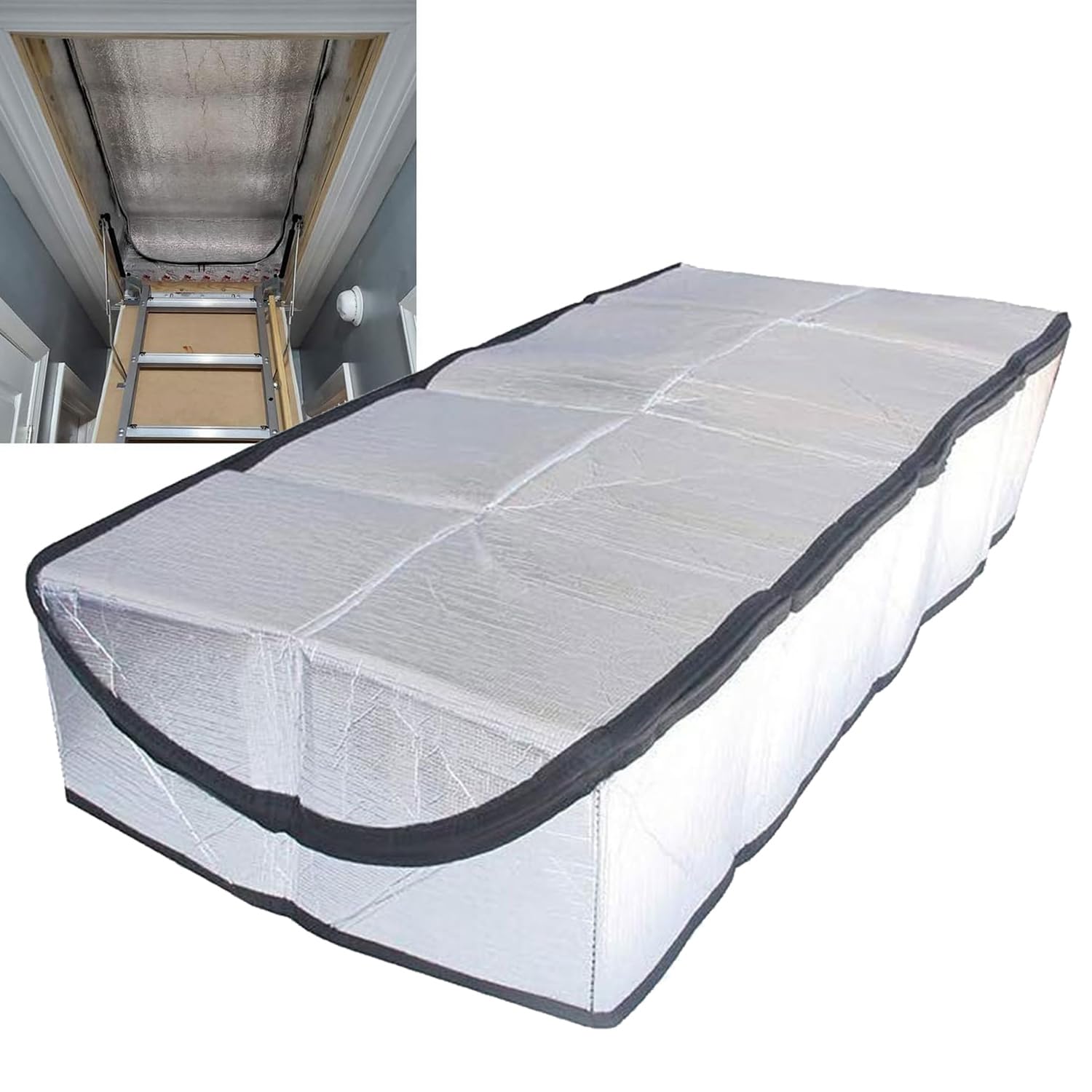 Attic Stair Insulation Cover - Zippered Heat Shield For Pull-Down Attic Doors (54x25x11cm)