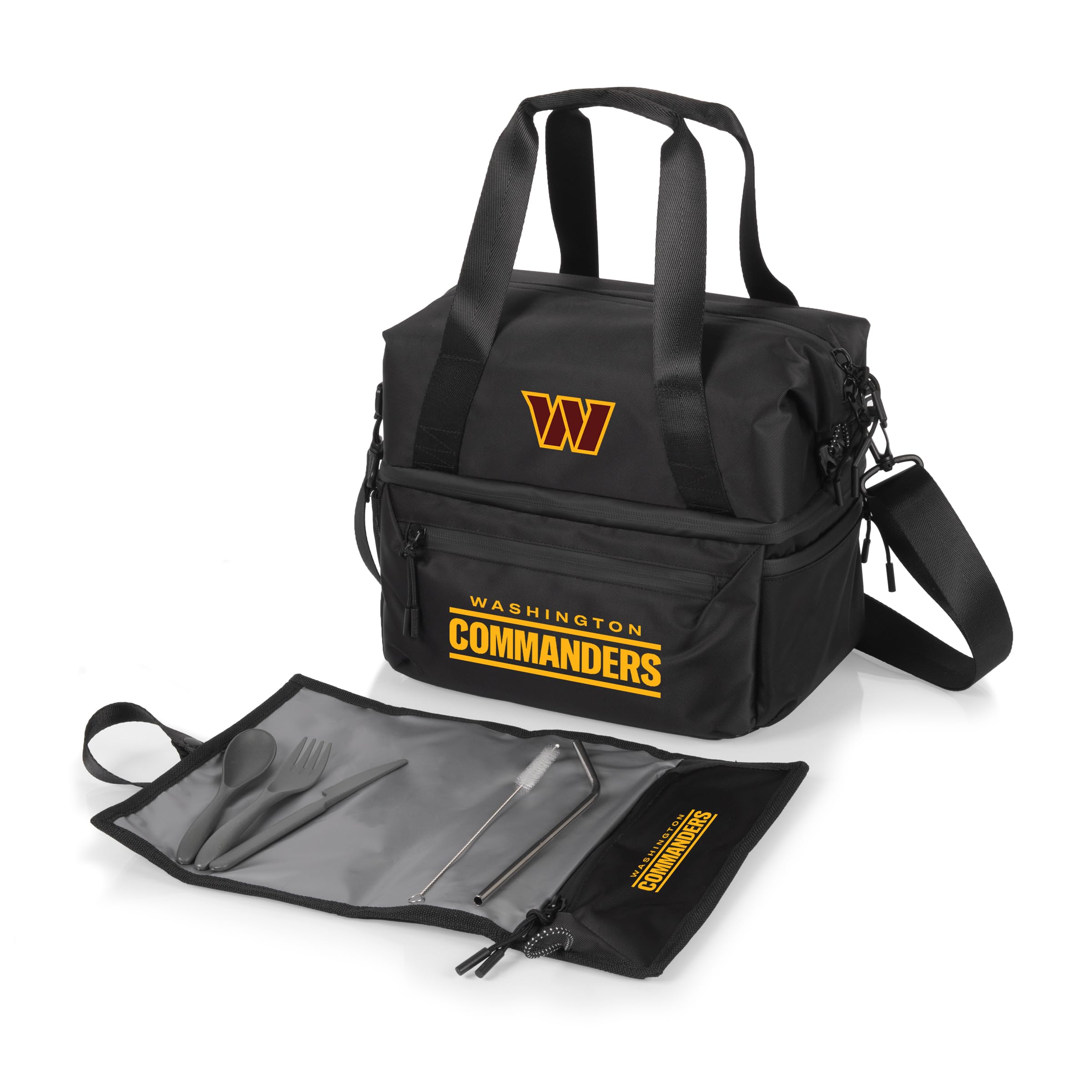 PICNIC TIME NFL Washington Commanders Tarana - Bolsa de almuerzo con utensilios hecha de material reciclado, lonchera con juego de picnic, bolsa térmica reciclada (negro carbón)