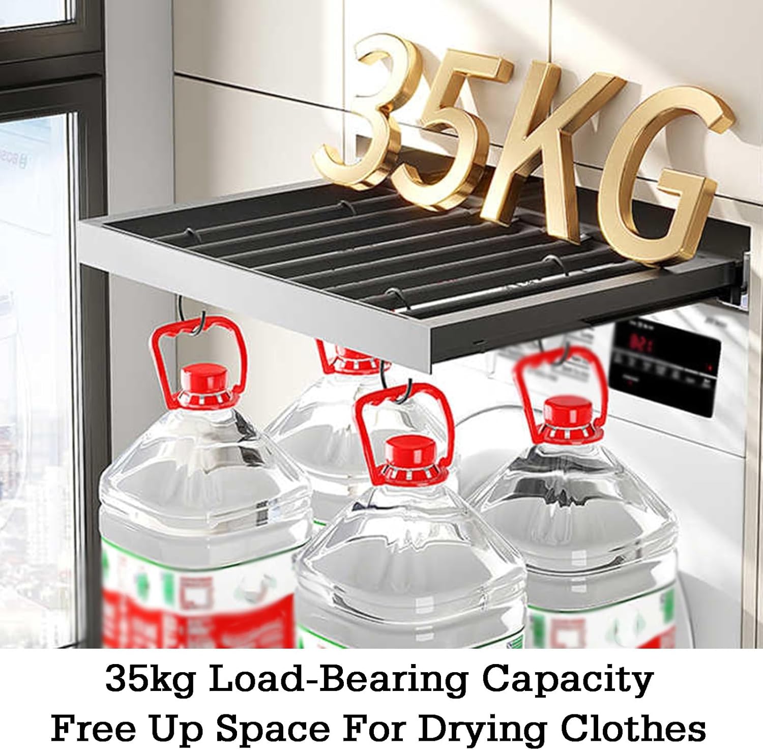 Adjustable Wall-Mounted Drying Rack Drawer for Laundry Organization and Space Saving,Color 1-45x56-61cm