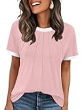 Womens Shirts Short Sleeve Tops Business Casual Tee Spring Summer Clothes Trendy Fashion Dressy Blouses Outfits 2025