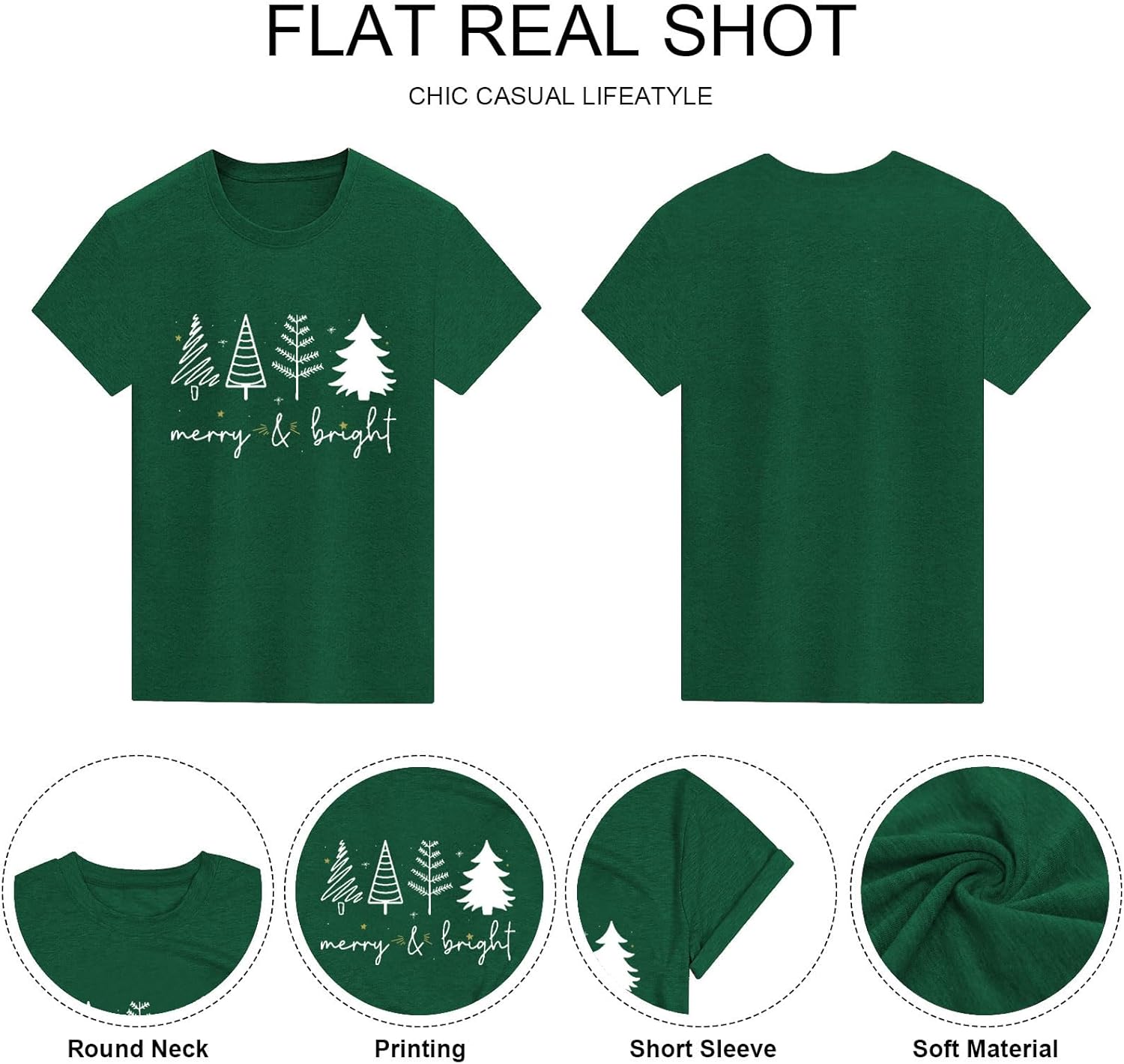 Merry Christmas Shirts for Women Funny T-Shirts for Women Crew Neck Short Sleeve Multiple Graphic Tee Tops - Image 5