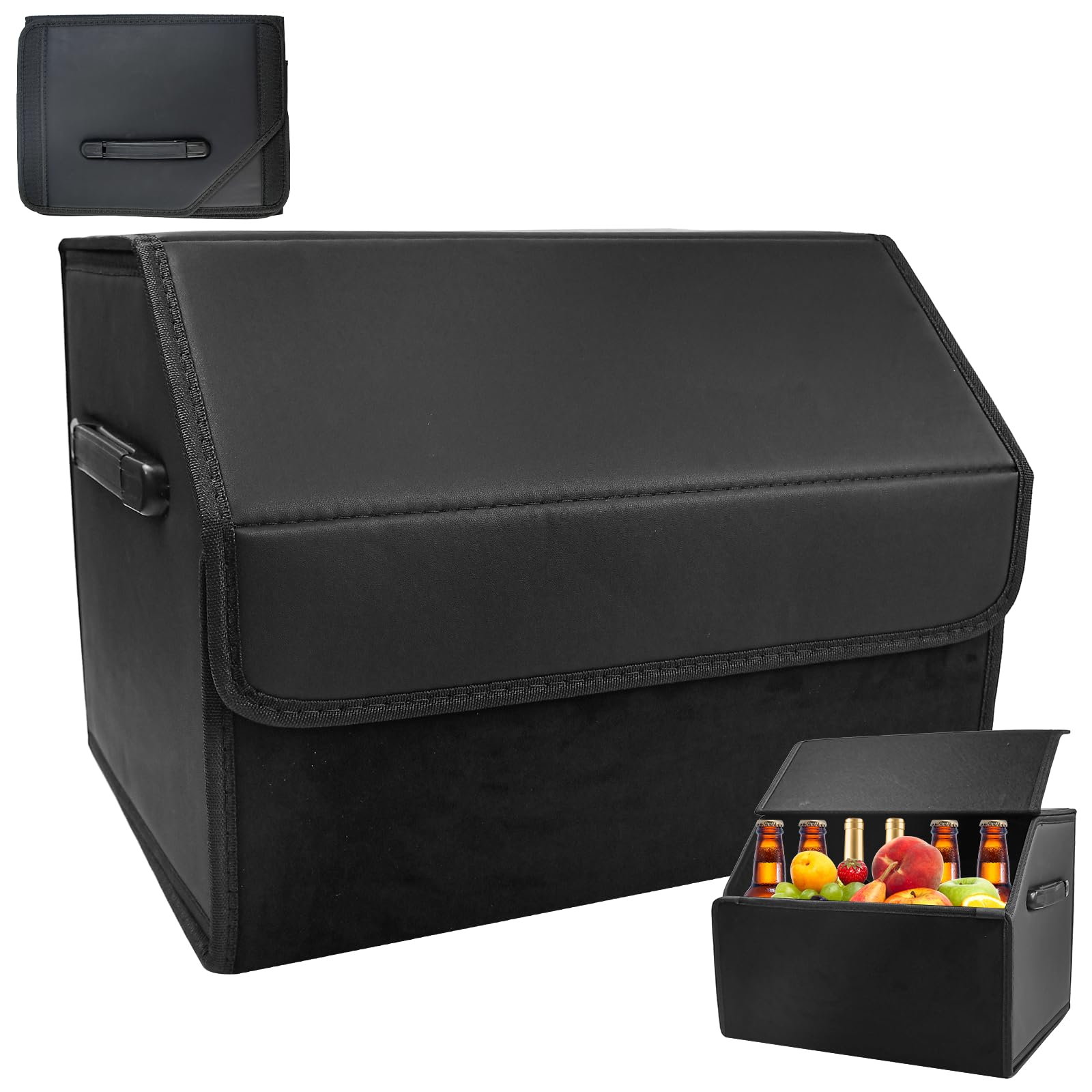 Organizer Bagagliaio Auto Pieghevole Borsa per Bagagliaio per Auto PU Contenitore per il Bagagliaio dell’Auto con Copertura Magnetica per Camper SUV Camion