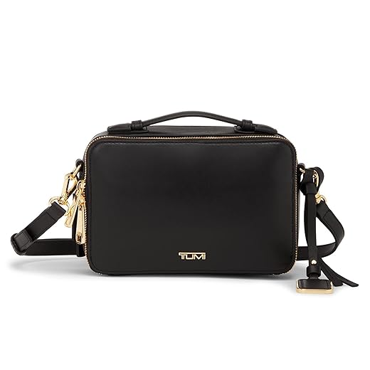 TUMI - Voyageur Mari Crossbody - Luxe Leather Crossbody Purse - Black/Gold