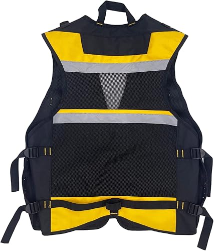 Miniatura 4 de Chaleco reflectante de seguridad con múltiples bolsillos y cremallera, chaleco de herramientas resistente para electricistas, carpinteros