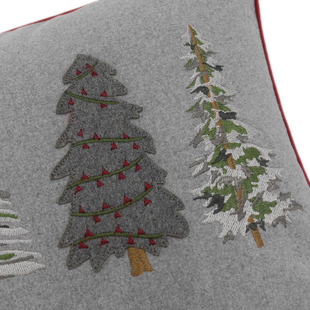 JWH Christmas Pillow Cover Decorative Green Tree Throw Pillow Embroidery Accent Pillow Case Holiday Cushion Cover for Home Bed Bedroom Chair Farmhouse Decoration 12 x 20 Inch Grey