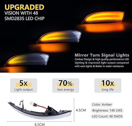 Miniatura 2 de Luces direccionales dinámicas secuenciales montadas, luces LED ámbar intermitentes intermitentes para espejo retrovisor lateral compatibles con Ford