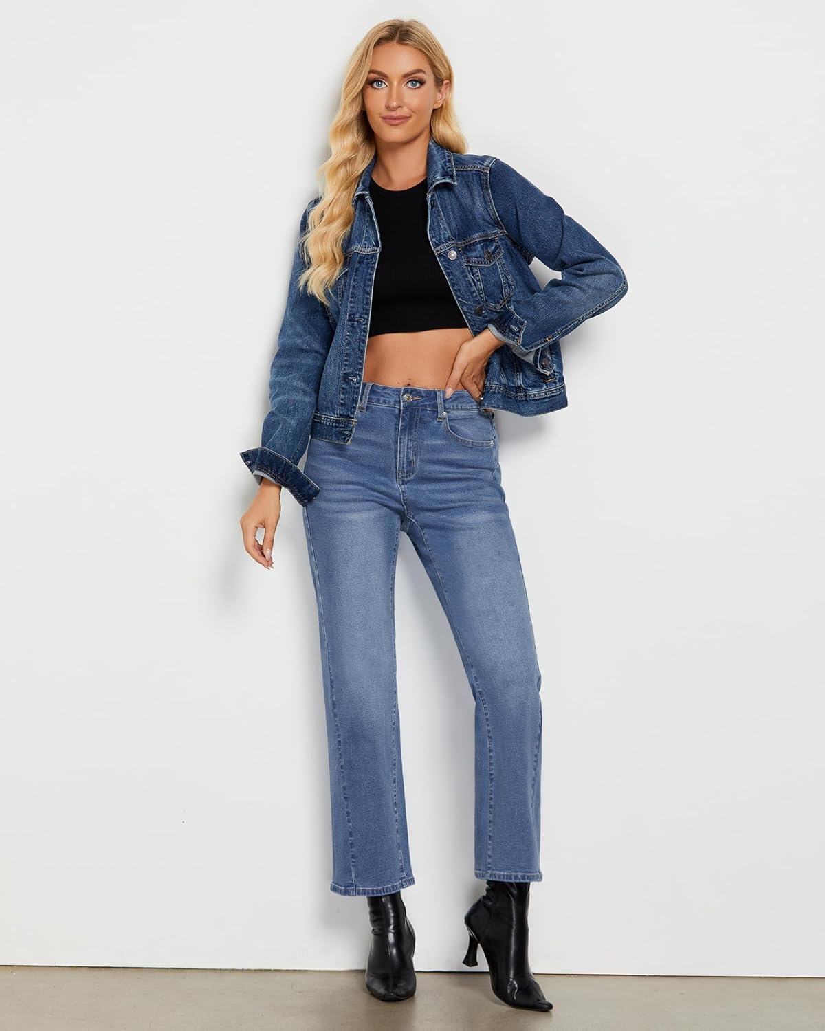 GRAPENT Straight Leg Jeans for Women High Waisted Trendy Ankle Length Forward Seams Stretchy Denim Pants Baggy Jeans - Image 4