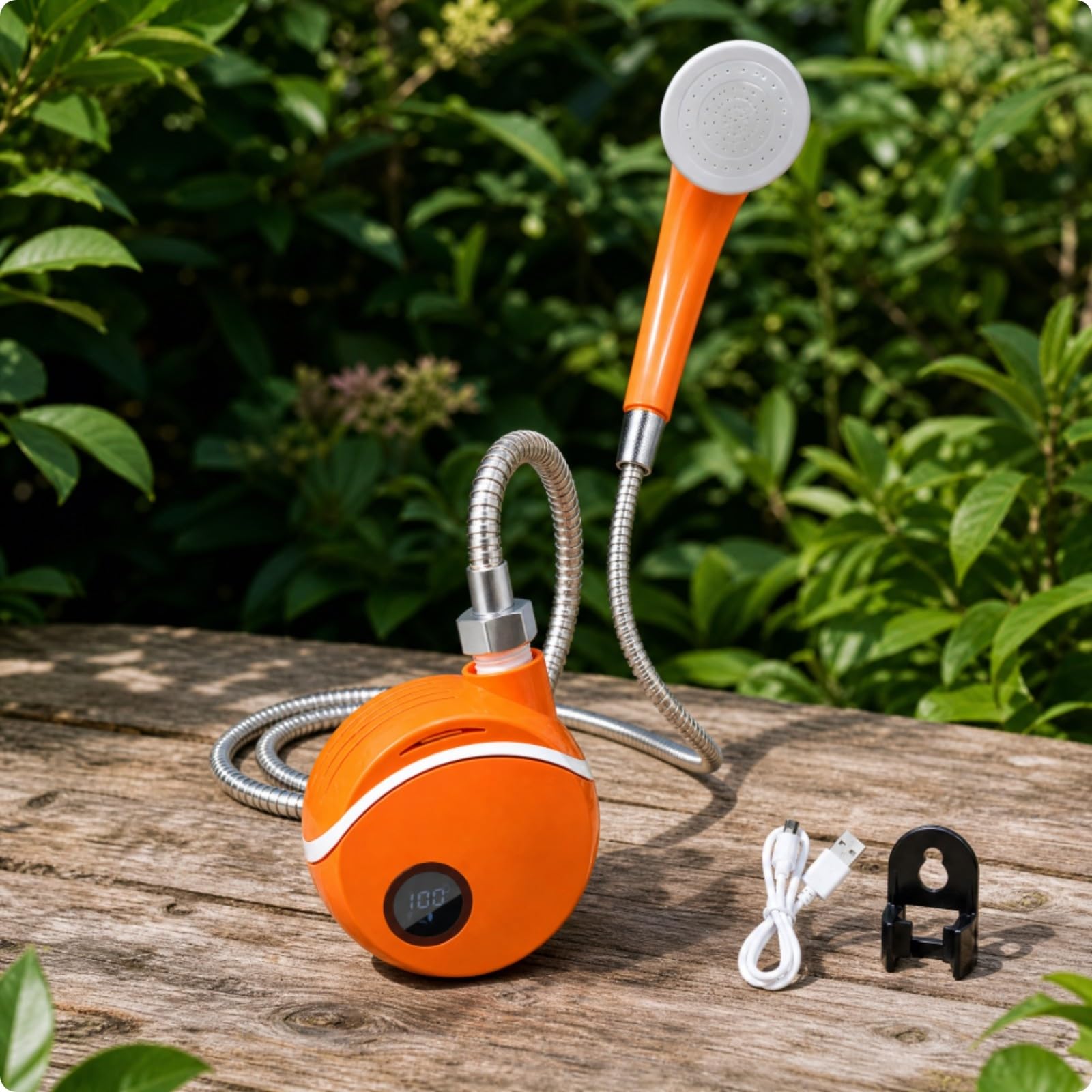 Harilla Ducha Portátil con Bomba Impermeable IPX7 Ducha Portátil con Cabezal Redo Compacta para Acampada