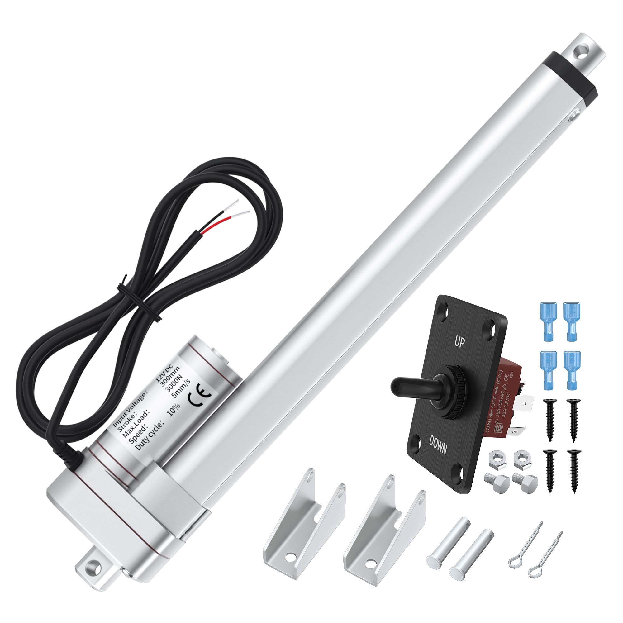 RVMARINEPAT Actionneur linéaire 12 V 3000 N/299,4 kg, course de 30,5 cm et actionneur 12 V 5 mm/s avec contrôleur et puissant, silencieux, étanche, fiable pour l'automatisation dans les maisons, à