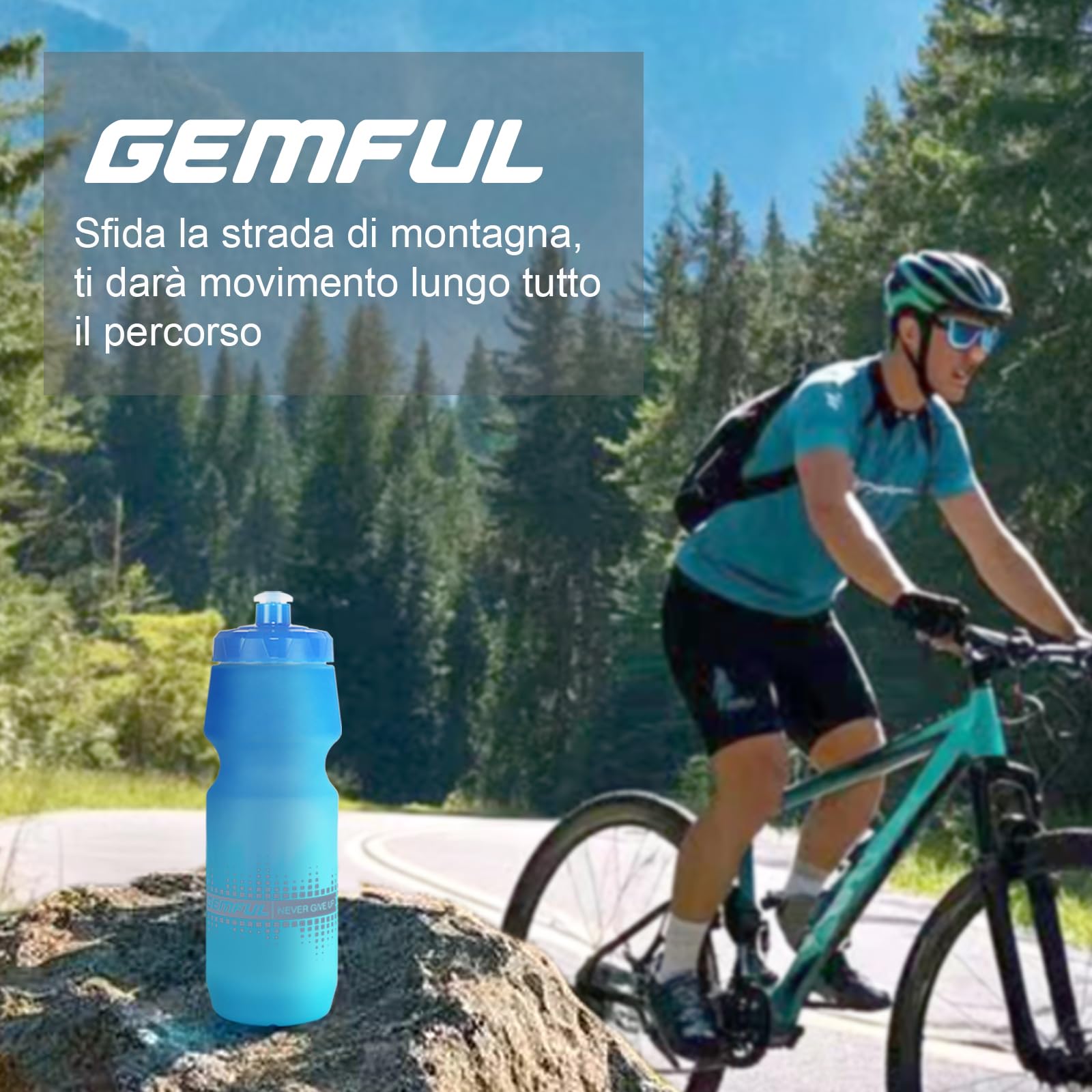 GEMFUL Borraccia Ciclismo, confezione da 2, 750 ml, a prova di perdite, senza BPA, perfetta per ciclismo, escursionismo e avventure all'aria aperta(Bianco e nero)