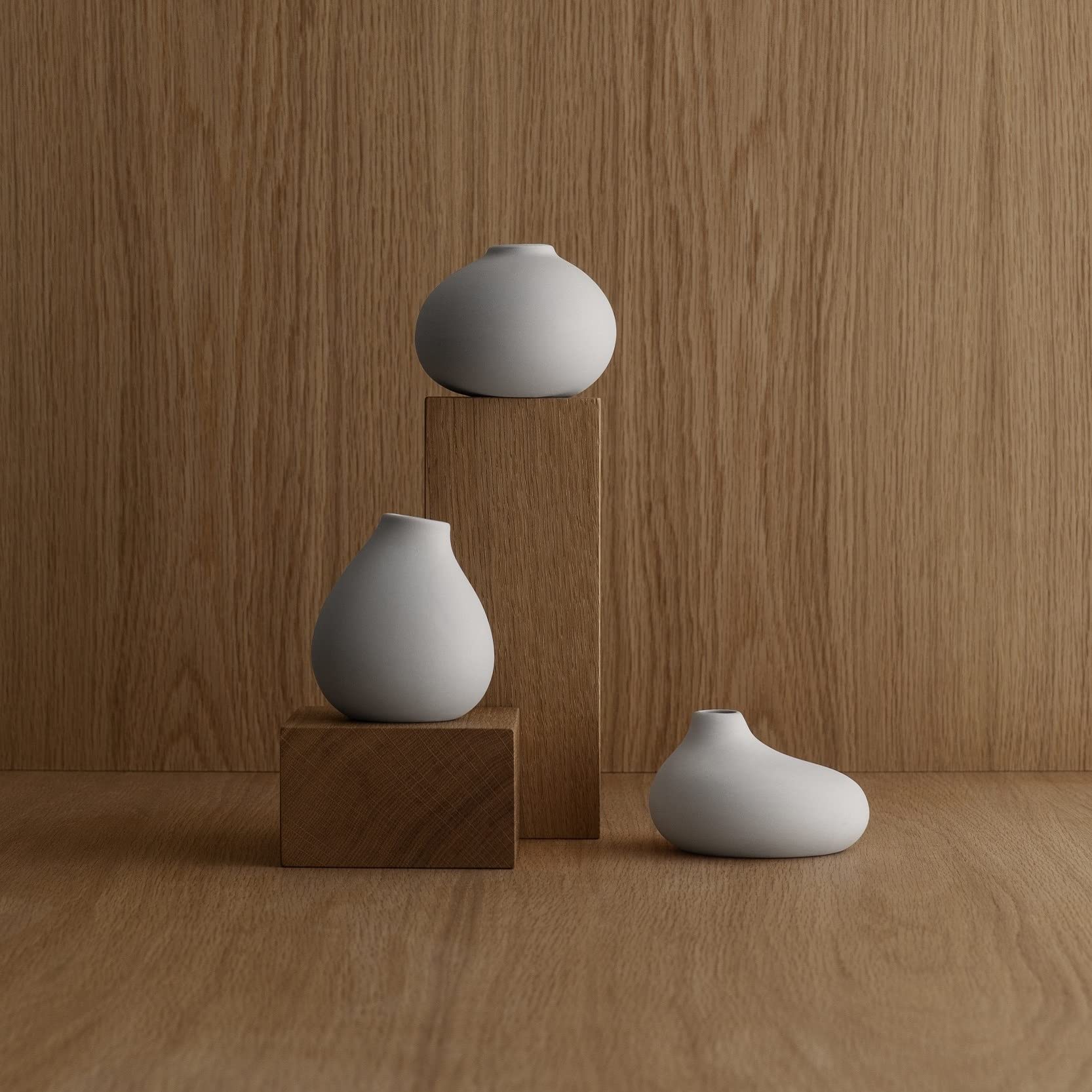 blomus Nona Set of 3 Mini Vases Porcelain Micro Chip (Light Grey)
