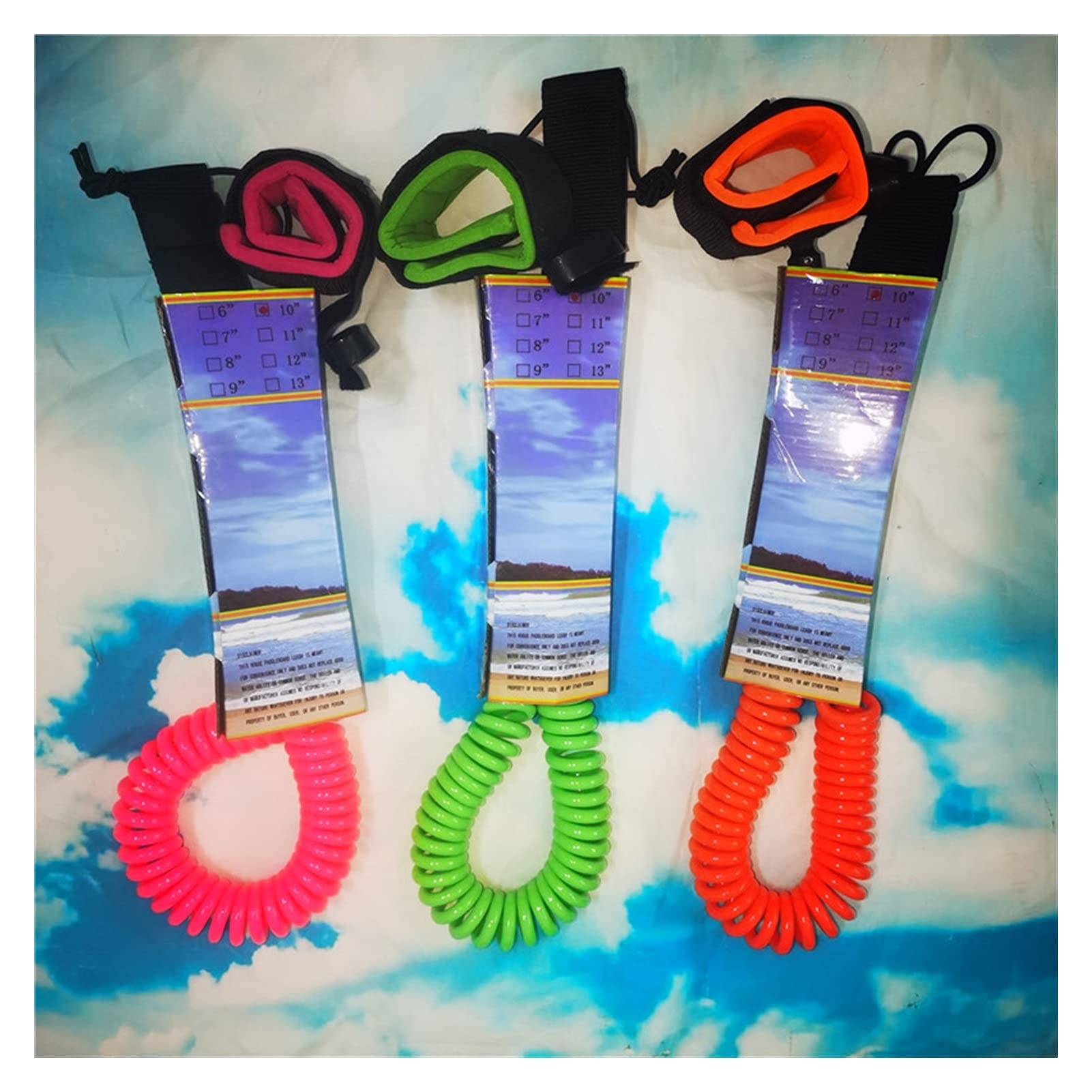 Surf Leine 10 Fuß 7mm Surfbrett-Leine Anti-Lost-TPU-Doppel-Schwimmeln gerade sicheres Seil Wassersport Surfbrett-Leine mit Haken-Schleife-Schließung SUP Leash. (Color : Orange)