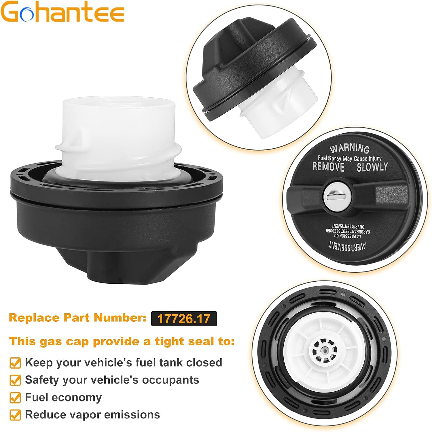 gohantee 17726.17 Gas Cap Locking, Locking Fuel Tank Cap Replacement for 2001-2018 Jeep 2005-2017 Wrangler TJ LJ JK JKU JL JLU JT 1999-2017 Chrysler 1999-2019 Dodge 2010-2020 Ram 2008-2015 Challenger