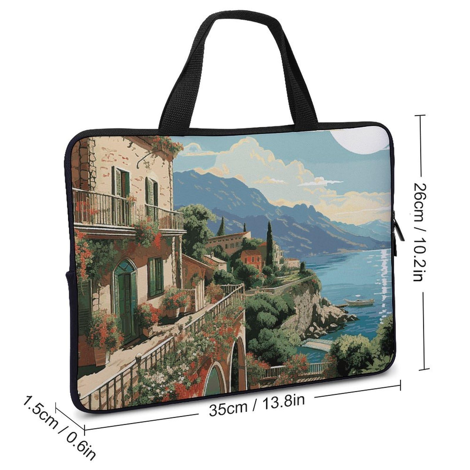 Borsa per computer portatile estiva mediterranea, ultrasottile, impermeabile, 13 pollici, borsa protettiva portatile per computer con cinghia da polso