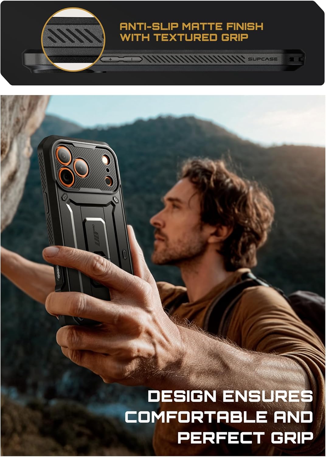 SUPCASE for iPhone 17 Pro Max Case with Camera Control Button (Unicorn Beetle Pro), [Built-in Kickstand & Screen Protector] [Military-Grade Protection] Full Body Heavy Duty Phone Case, Black - Image 9