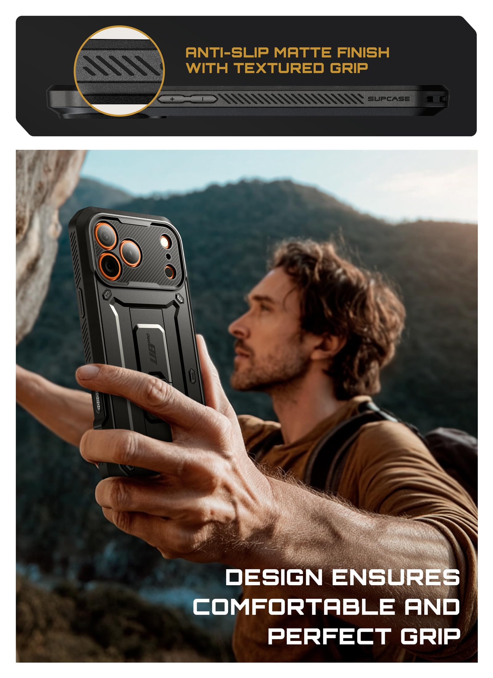 SUPCASE Coque pour iPhone 17 Pro Max avec Bouton Commande de Caméra [Béquille Intégrée & Protection d'Ecran] [Protection Militaire] (UB Pro) Coque Intégrale Robuste pour iPhone 17 Pro Max, Noir
