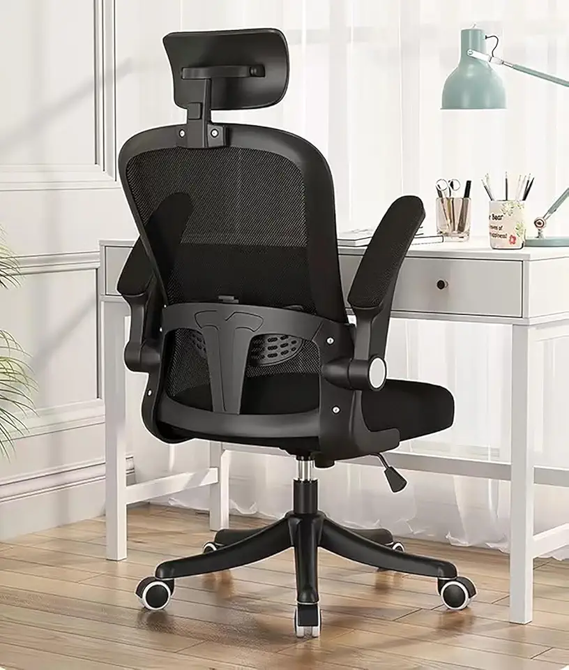 Cadeira Para Escritório, Design Ergonômico, Encosto de Cabeça Ajustável, A Almofada de Assento Espessada, Ajustada a 125°, Experiência de Suporte Atualizada (Preta)