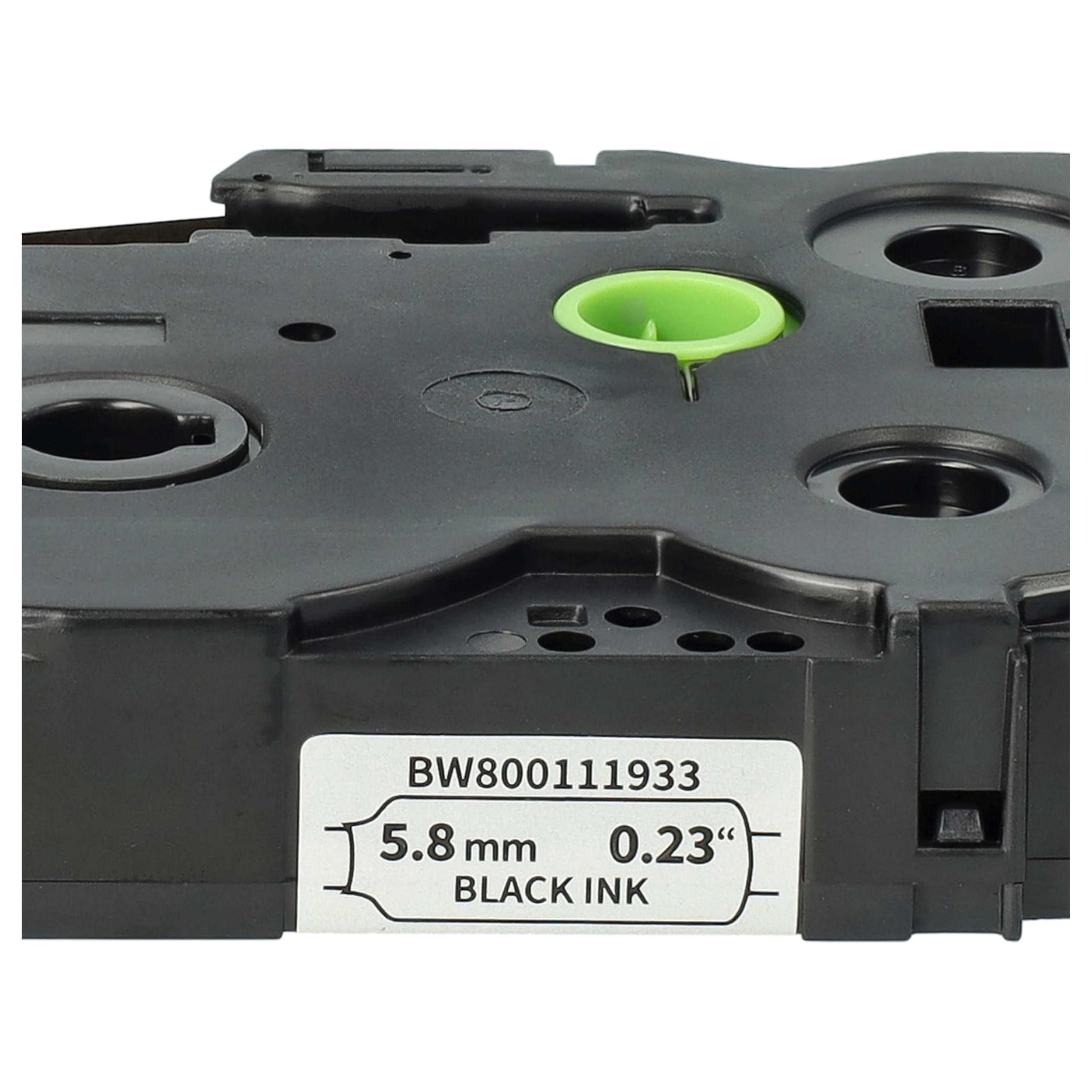 vhbw 5x taśmy kompatybilne z Brother P-Touch PT-P900W drukarka etykiet 1,5 m x 5,8 mm czarno-białe, kaseta z tuleją termokurczliwą