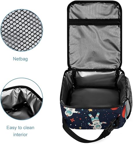 Miniatura 4 de Loncheras aisladas simples y modernas lindas bolsas de almuerzo pequeñas para hombres, mujeres, niñas, niños, astronauta, a prueba de fugas, regalo