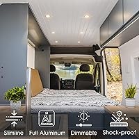 Vista 5 de acegoo Lámpara de techo empotrable para autocaravana de 2-3/4 pulgadas, de aluminio, 12 V, regulable, luz LED de disco para cámper, camión