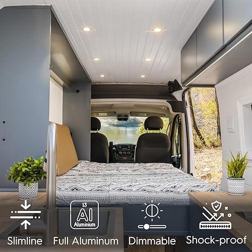 Miniatura 5 de acegoo Lámpara de techo empotrable para autocaravana de 2-3/4 pulgadas, de aluminio, 12 V, regulable, luz LED de disco para cámper, camión