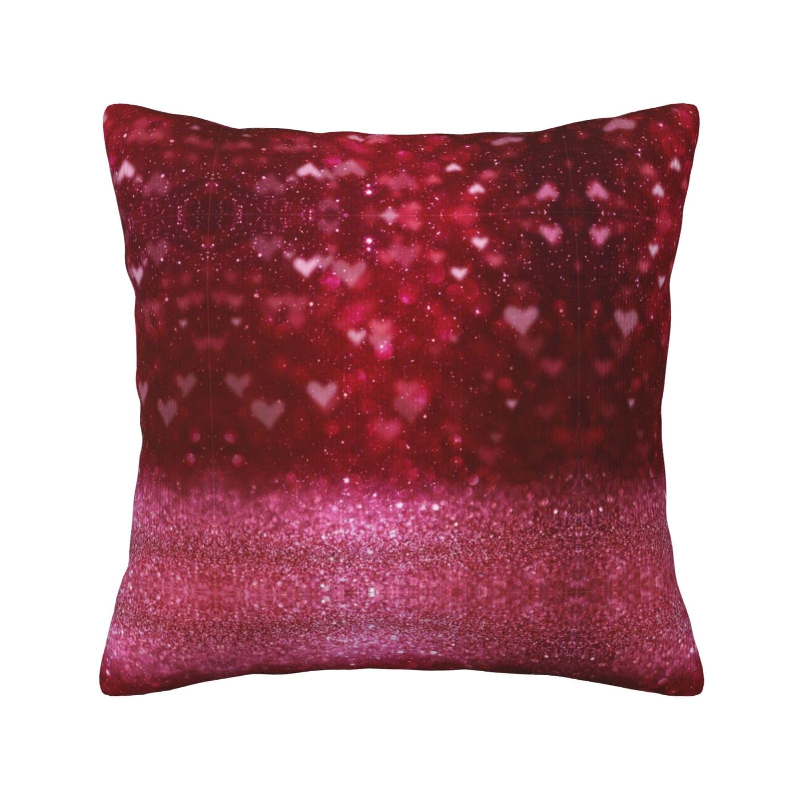 Housses de coussin velours côtelé imprimé cœur rouge taie carrée canapé